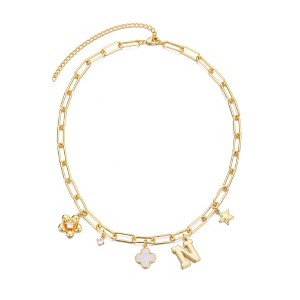 Adornia 14k Yellow Gold Plated Initial Chunky Charm Necklace - 1 of 1