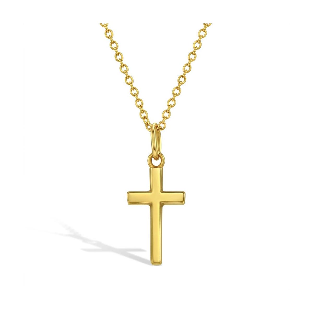 Girls' Flat Cross Sterling Silver Gold Plated Necklace - In Season Jewelry