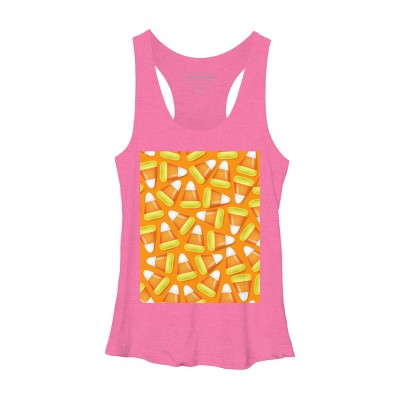 Women's Design By Humans Halloween Candy Corn By NewburyBoutique Racerback Tank Top