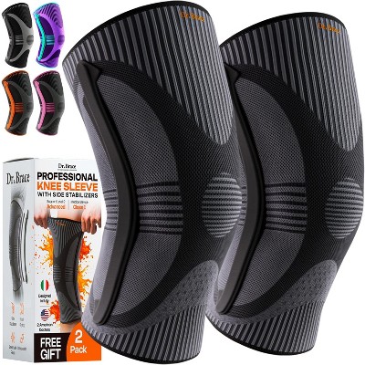DR. BRACE® ELITE Knee Braces for Knee Pain, Compression Knee Sleeve with Side Stabilizers - 2 Pack