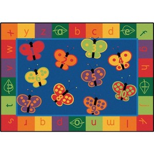 Carpets For Kids KIDSoft 123 ABC Butterfly Fun Classic Colors Learning Rug, Rectangle - 1 of 4