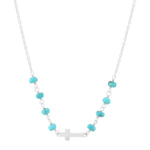 Silpada 'Steady Guide' Sterling Silver Teal Turquoise Cross Necklace, 16" + 2" - 1 of 4