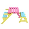TopComfy Seating Sets Kids Armchair Table with Two Benches Multi Functional Design for Playroom, Blue and Pink, 40.6"*20.1"*18.7" - 2 of 4
