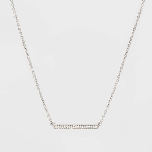 DIAMOND CHAIN NECKLACE  Silver-Finish Chain Necklace with Pave