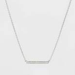 Sterling Silver Bezel Cubic Zirconia Bar Chain Necklace - A New Day™ Silver/Clear
