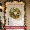 Wreath with Lights 20 inch Front Door Christmas Wreath Thick PE Pine Holly Leaves Red Silver Berries Pinecones Indoor Outdoor Wall Home - 3 of 4