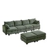 VYNXARIA 113.5 inch Modular Sectiona Corduroy Sofa,U Shaped Sectional Couch with Storage Ottoman,6 Seats Convertible Sectionals with Chaise,Green - 2 of 4