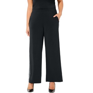 Catherines Women's Plus Size Sequin Stripe Pant - 1 of 4