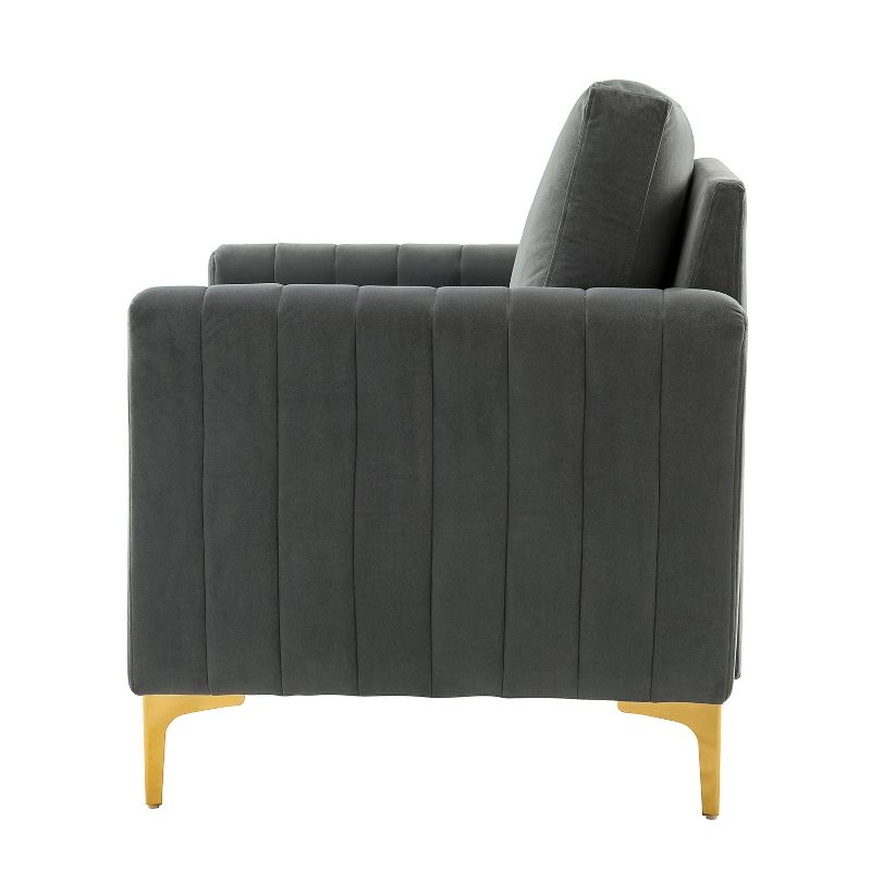 Iapygia Contemporary Tufted Wooden Upholstered Club Chair with Metal Legs  for Bedroom and Living Room Club Chair  | ARTFUL LIVING DESIGN, 3 of 11