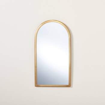 Arched 8"x16" Metal Frame Wall Mirror Brass Finish - Hearth & Hand™ with Magnolia