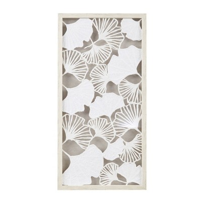 Martha Stewart Lillian Framed Rice Paper Shadow Box Gingko Leaf Wall Decor Art Off-White : Modern Style, Screen Print, Polystyrene Frame