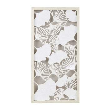 Lillian Framed Rice Paper Shadow Box Gingko Leaf Wall Decor Art Off-White - Martha Stewart