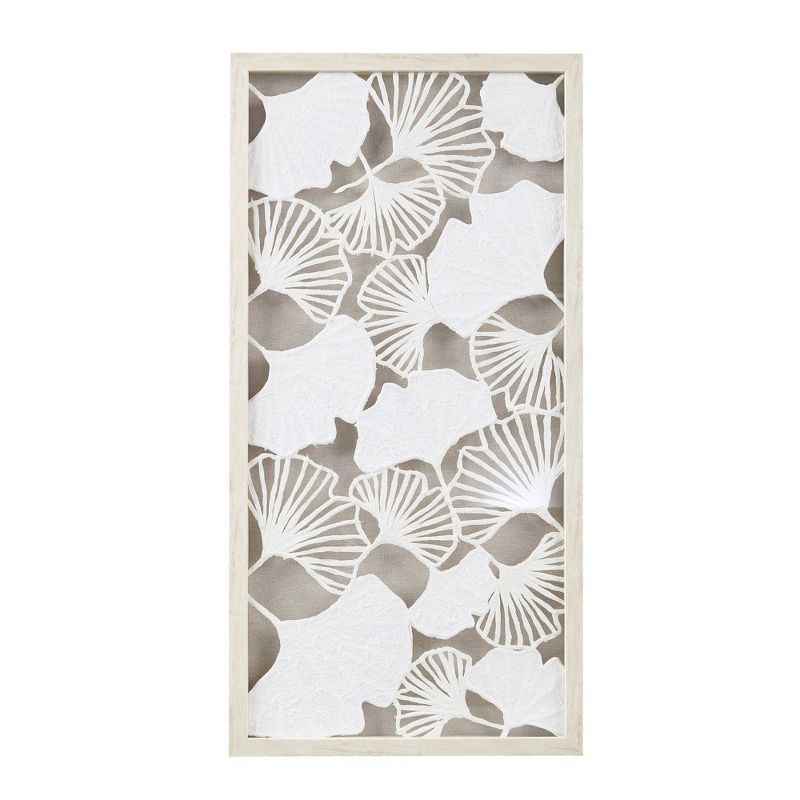 Lillian Framed Rice Paper Shadow Box Gingko Leaf Wall Decor Art Off-White - Martha Stewart, 1 of 10