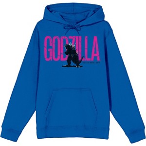Godzilla Classic Oversized Logo Long Sleeve Blue Women's Hooded Sweatshirt - 1 of 3