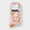 Women's Pretzel 2pk Cozy Crew Socks - Pink/Brown/Oatmeal 4-10 - 2 of 3