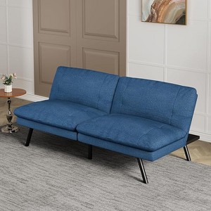 Dyonery black linen sofa bed, adjustable backrest, multi-functional small sofa bed, living room, apartment, office - 1 of 4