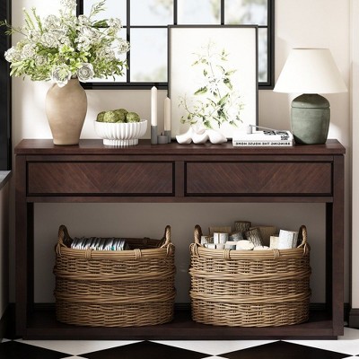 CAVINAS 55 inch Console Table with 2 Storage Drawers,Modern Entryway Table with Open Shelf for Living Room,Hallway