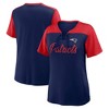 NFL New England Patriots Women's Short Sleeve Lace Up V-Neck Top - 3 of 3