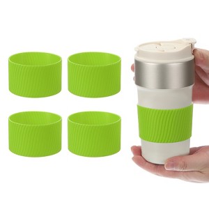 Unique Bargains Silicone Protective Heat Resistant Non Slip Coffee Cup Sleeve 4 Pcs - 1 of 4