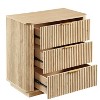 ORRD 3-Drawer Modern Oak Drasser: 27.6'' Wide, Curved Wave Design – Nightstand/Organizer for Bedroom/Living Room/Hallway (27.6''W x 15.8''D x 27.4''H) - 4 of 4