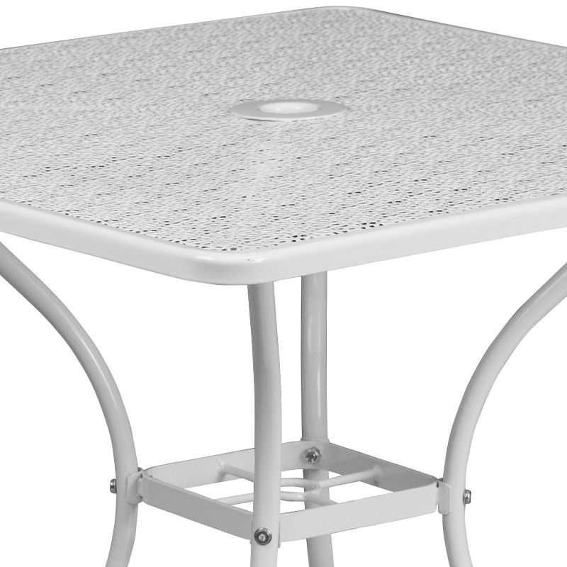 Emma and Oliver Commercial Grade 35.5" Indoor-Outdoor Steel Patio Table with Umbrella Hole, 5 of 8