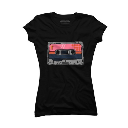 Junior's Design By Humans Music Cassette. By Danomore T-shirt - Black ...