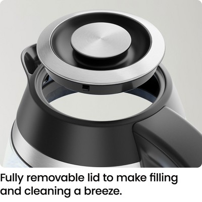 Chefman 1.8L Black Glass Electric Kettle with LED Indicator