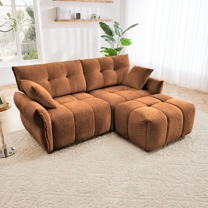 78.7" Chenille Modular L-Shaped Sectional Sofa with High-Resilience Cushions and Ottoman for Small Living Room - 1 of 4