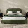ORRD Upholstered Platform Bed with Curved Thick Headboard, Velvet Fabric Frame, Olive Green - 2 of 4