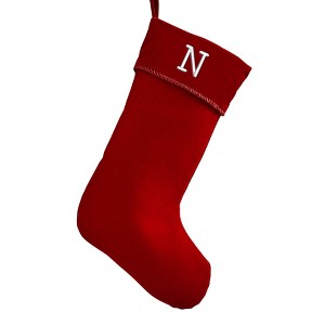 Personalization Mall Classic Christmas Embroidered Initial Burgundy Christmas Stockings - 1 of 3