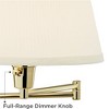 Barnes and Ivy Fredericks Vintage Wall Lamp Brass Gold Metal Plug-in 12" Light Fixture Swing Arm Ivory Pleated Shade for Bedroom Reading Living Room - 3 of 4