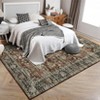 Living Room Area Rug Vintage Distressed Bedroom Rug Indoor Non-Slip Throw Floor Cover Stain Resistant - 2 of 4