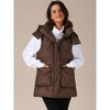 INSPIRE CHIC Women's Winter Hooded Zip Up Mid Long Sleeveless Quilted Padded Vest Coat - 2 of 4