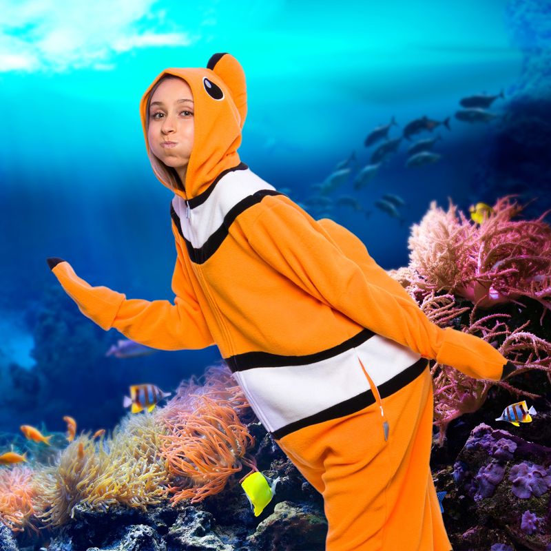 FUNZIEZ! - Clown Fish Slim Fit Adult Unisex Novelty Union Suit Costume for Halloween, 2 of 7