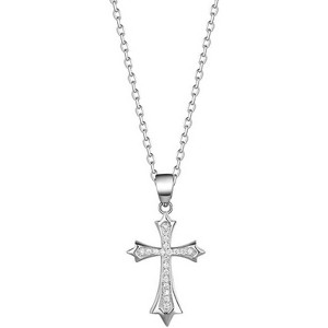 Clotth Sterling Silver Cross Necklace for Women - 925 Silver Choker with Cubic Zirconia,Faith-Based Accessory for Wedding,Birthday - 1 of 4
