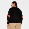 Women's Pumpkin Graphic Cardigan - Black - 3 of 3