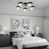 PAKOKULA 23 in. 5-Light Black Semi-Flush Mount Ceiling Light with White Globe Glass Shades, G9 Base, Dimmable, UL Certified - 4 of 4