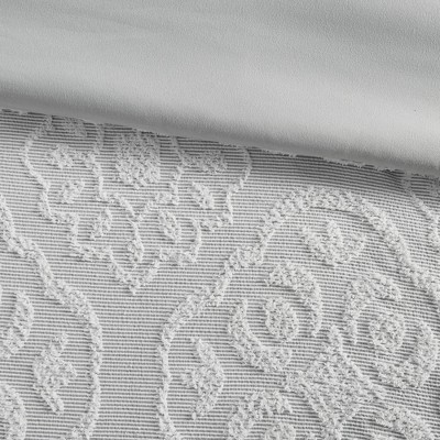 Gray and White Tufted Medallion Full/Queen Duvet Cover Set