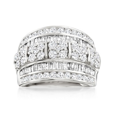 Ross-Simons 2.00 ct. t.w. Round and Baguette Diamond Multi-Row Ring in 14kt White Gold