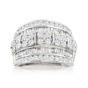 Ross-Simons 2.00 ct. t.w. Round and Baguette Diamond Multi-Row Ring in 14kt White Gold - 1 of 4