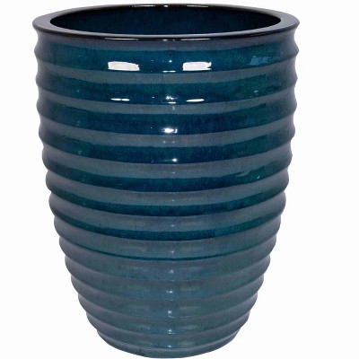 SpassWay 17" Dia Outdoor Indoor Ceramic Planter Pot Decorative Planter with Drainage Hole Patio Flower Pot