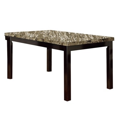 Slick Finish Faux Marble & Pine Wood Dining Table Brown - Benzara