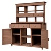 PAGED 65.7 Inch Potting Bench with 3 Shelves and 6 Drawers,Outdoor Storage Cabinet with 2 Bottom Cabinets and Side Hook,Potting Table for Garden - 2 of 4