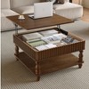 GDFStudio Melisande Mid-Century Modern Square Fluted Lift-Top Coffee Table with Hidden and Open Storage - 2 of 4