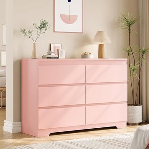 6 Drawer Dresser, Simply Modern Chest of Drawers, Clothes Storage for Bedroom, Wood Storage Double Dresser for Bedroom, Living Room, Entryway - 1 of 4