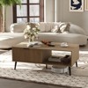 41.34''D Coffee Table, 2-Tiers Farmhouse Coffee Tables With Storage and Sliding Wave Pattern Door, Modren Wooden Tea Table - 2 of 4