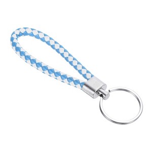 Unique Bargains Braided Leather Car Wallet Keychain with Stainless Steel Key Ring - 1 of 3