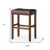 HomeRoots Set of Two 31" Brown Faux Leather and Solid Wood Backless Bar Height Bar Chairs - 3 of 4
