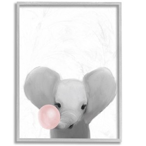 Stupell Industries Baby Elephant with Pink Bubble Gum Safari Animal - 1 of 4