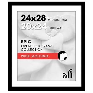 Americanflat 24x28 Picture Frame with Polished Plexiglass, Use as 20x24 Frame with Mat or 24x28 Frame Without Mat, Epic Collection, Black - 1 of 1